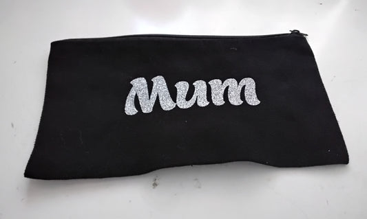 Mum pencilcase/make up bag black and silver